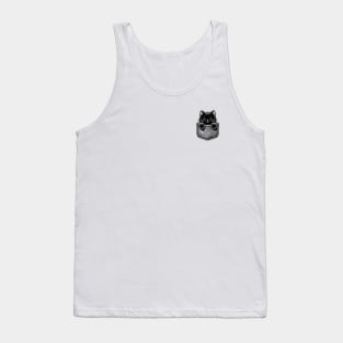 Cute Black Cat In A Pocket Tank Top